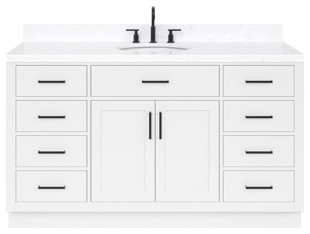 Ariel Hepburn 60"  Single Oval Sink Vanity, Carrara Quartz