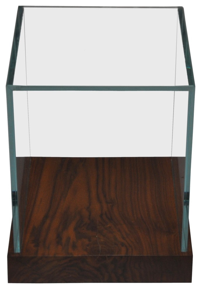 Salvaged Wood Base, Glass Box Side Table