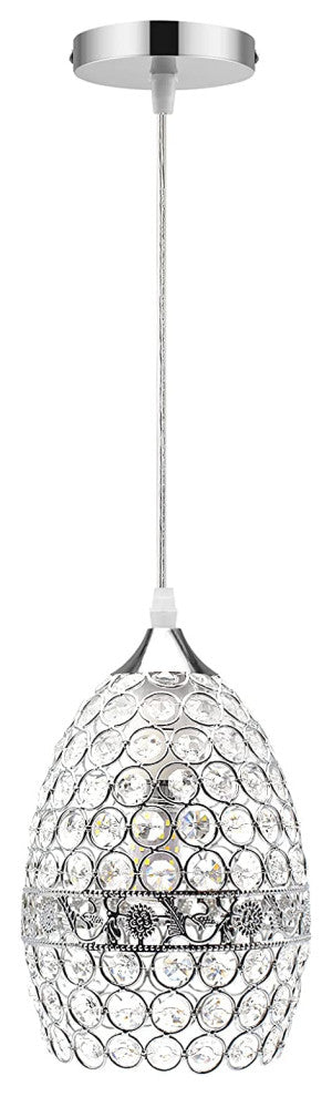Modern Crystal Pendant Light, Adjustable Chandelier, Silver Finish