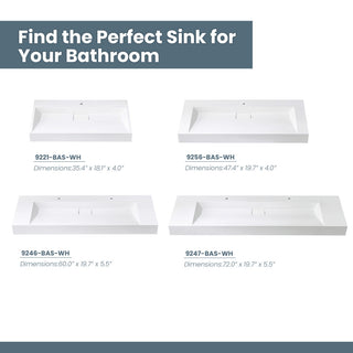 Vera Composite Granite Stone Console Bath Vanity Sink, White, 47.4"l X 19.7"w