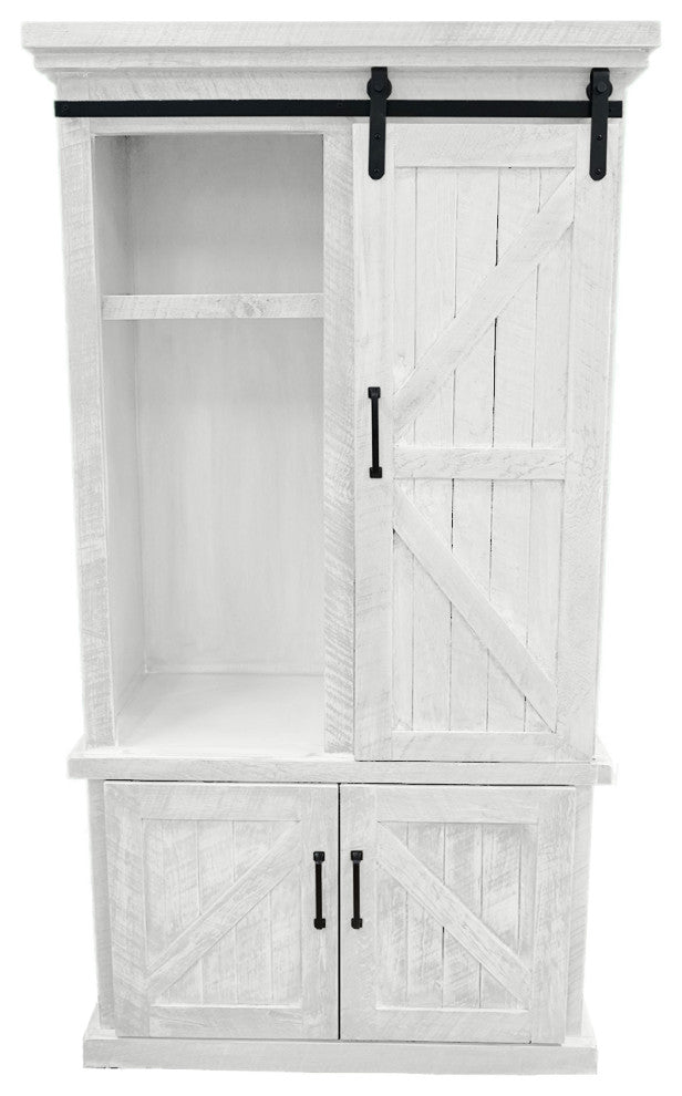 Barn Style Kitchen Pantry with Sliding Door, Bright White