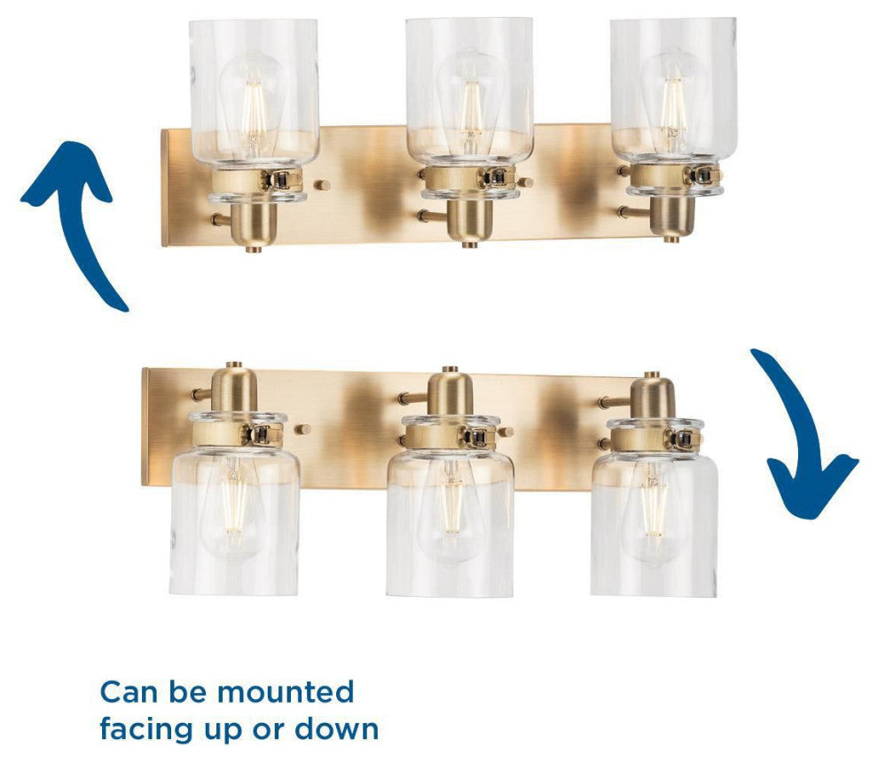 Calhoun Collection Three-Light Vintage Brass Bath Vanity Light