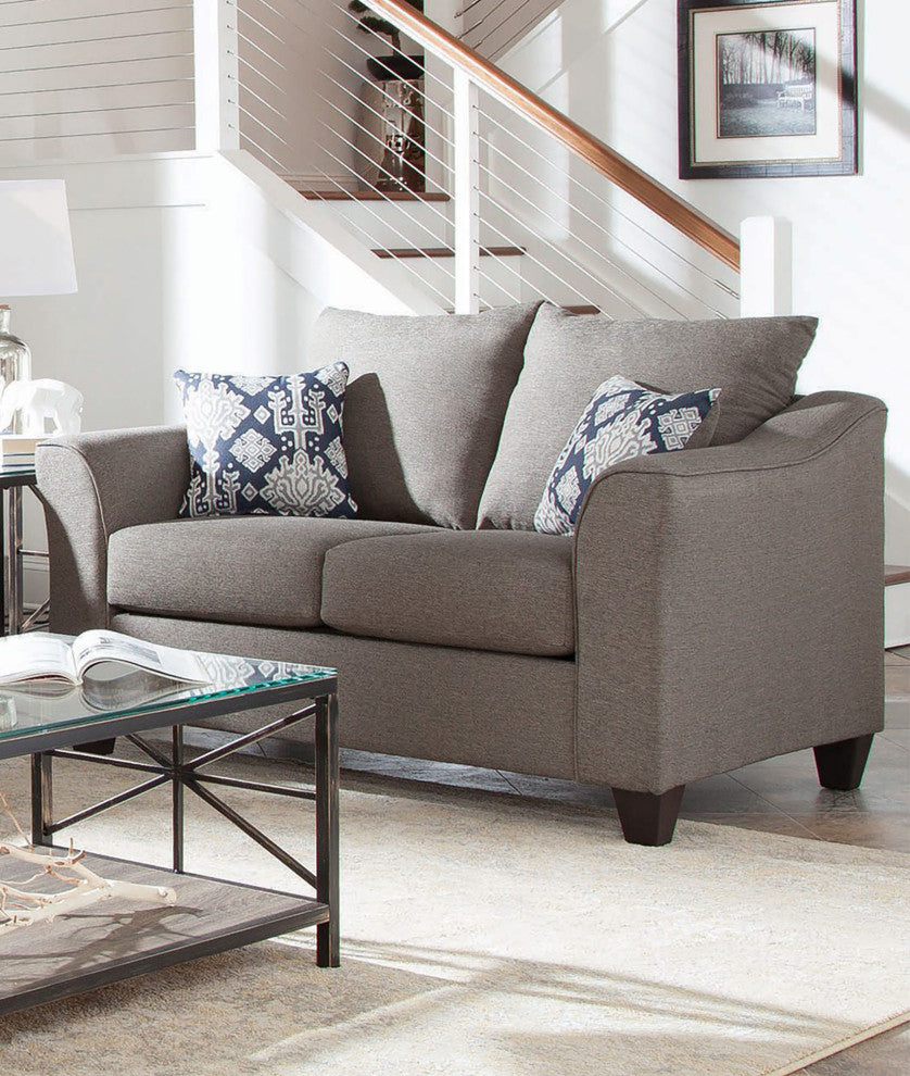 Casual Flared Arm Loveseat, Brown