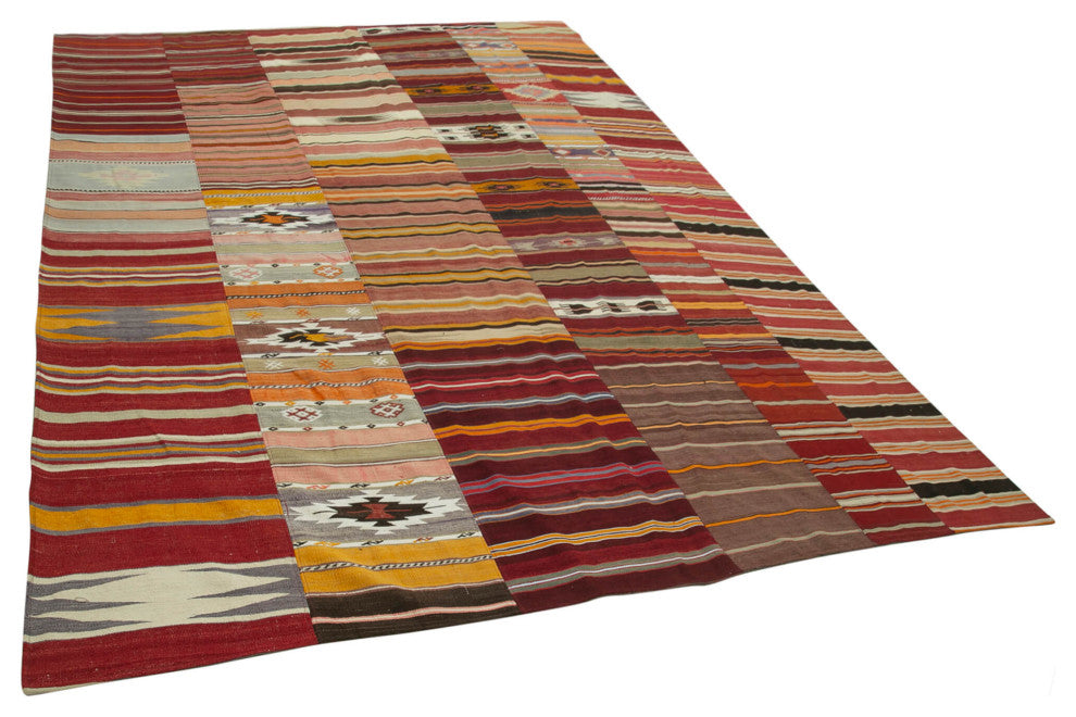 Rug N Carpet - Handmade Turkish 10' 0'' x 13' 3'' Vintage Patchwork Kilim Rug
