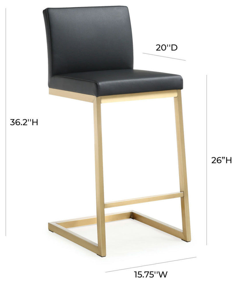 TOV Furniture Parma Black Gold Steel Counter Stool (Set of 2)