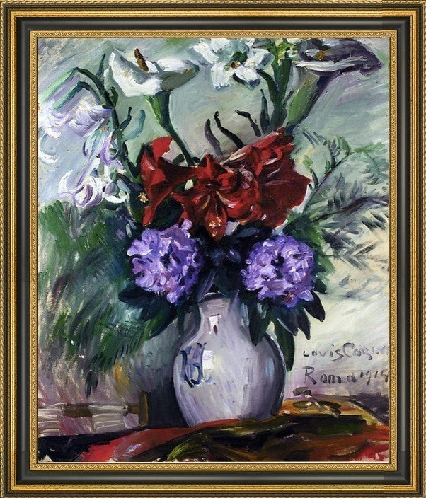 Lovis Corinth Roman Flowers in a Jug Framed Premium Canvas Print, 16"x20"