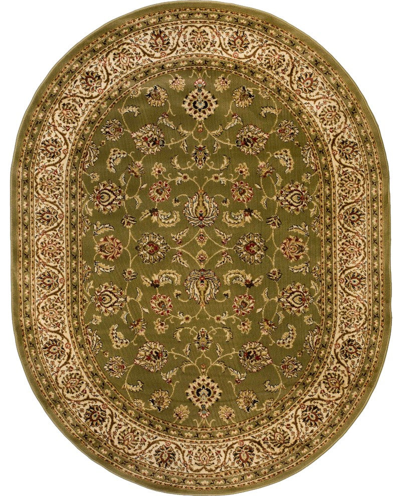 Well Woven Barclay Sarouk Rug, Green, 5''3" X 6''10" Oval
