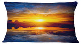 Bright Yellow Sunset Over Lake Seashore Throw Pillow, 12"x20"
