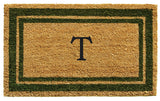 Sage Green Border 18"x30" Monogram Doormat, Letter T