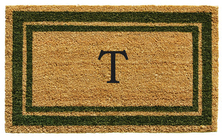 Sage Green Border 18"x30" Monogram Doormat, Letter T