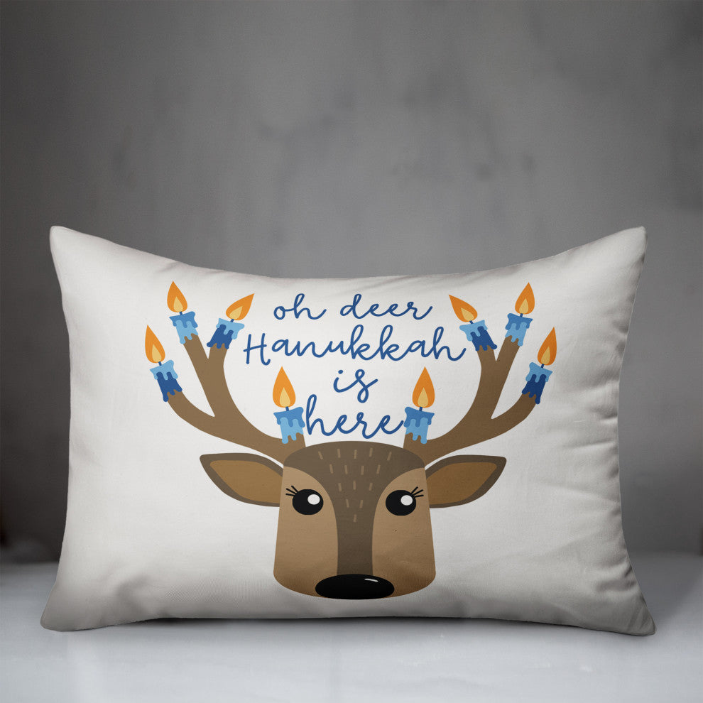 Hanukkah Deer 14"x20" Throw Pillow Cover