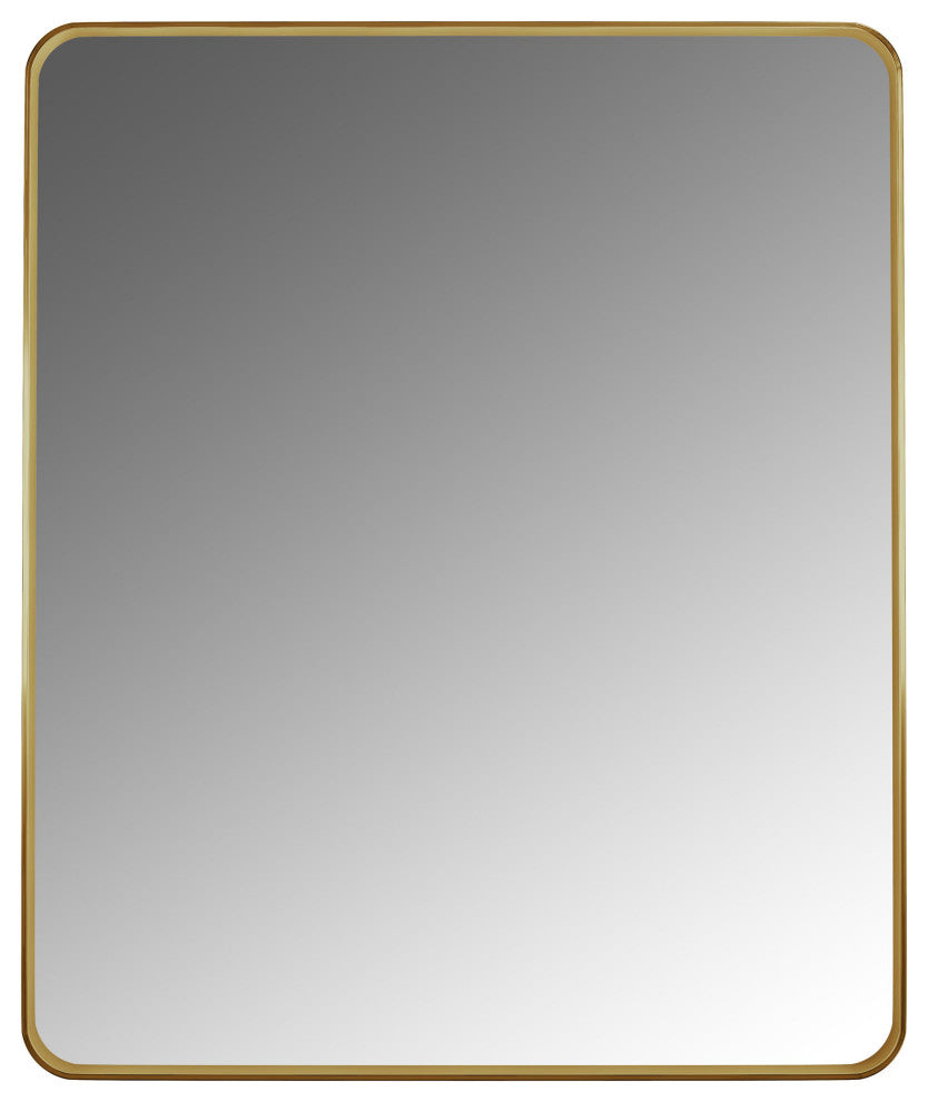 Rectangular Aluminum Framed Wall Mounted Bathroom Mirror, Brushed Gold;, 30" X 36"
