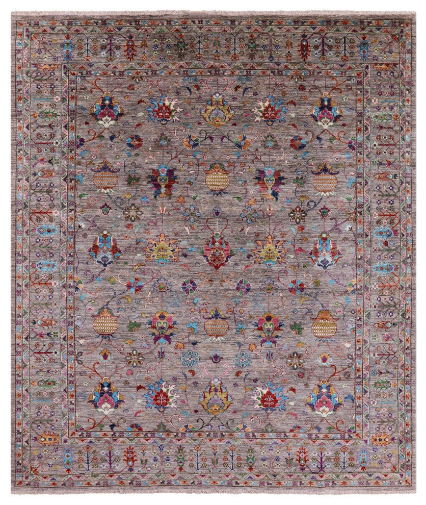 8' 0" X 9' 4" Persian Tabriz Hand-Knotted Rug Q9824