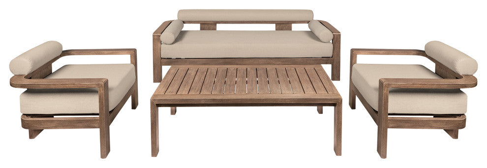 Relic Outdoor Patio 4-Piece Conversation Set Taupe Olefin Cushions