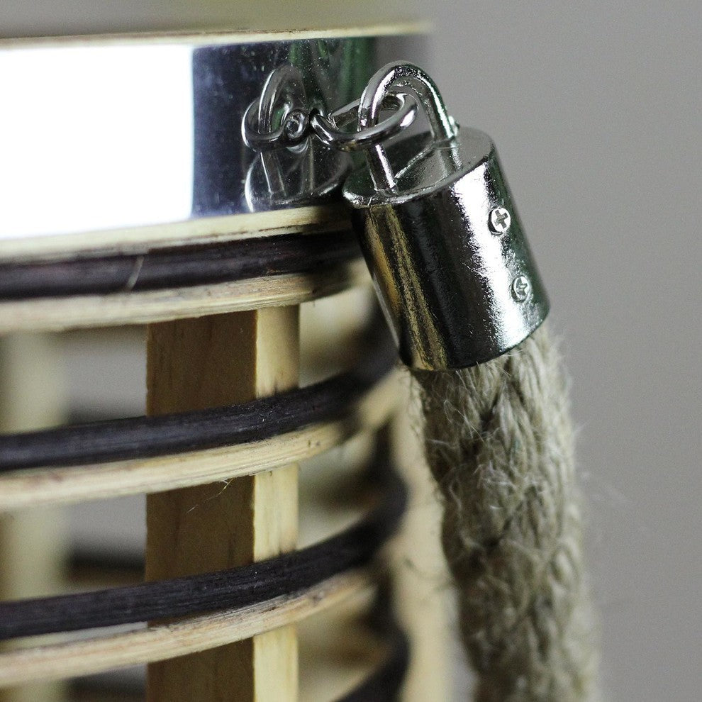 11.5" Rustic Chic Cylinderical Rattan Candle Holder Lantern