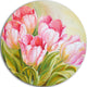 Bunch Of Tulips Oil Painting, Floral Disc Metal Artwork, 23"