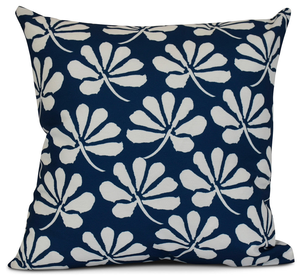 20x20", Floral Outdoor Pillow, Blue