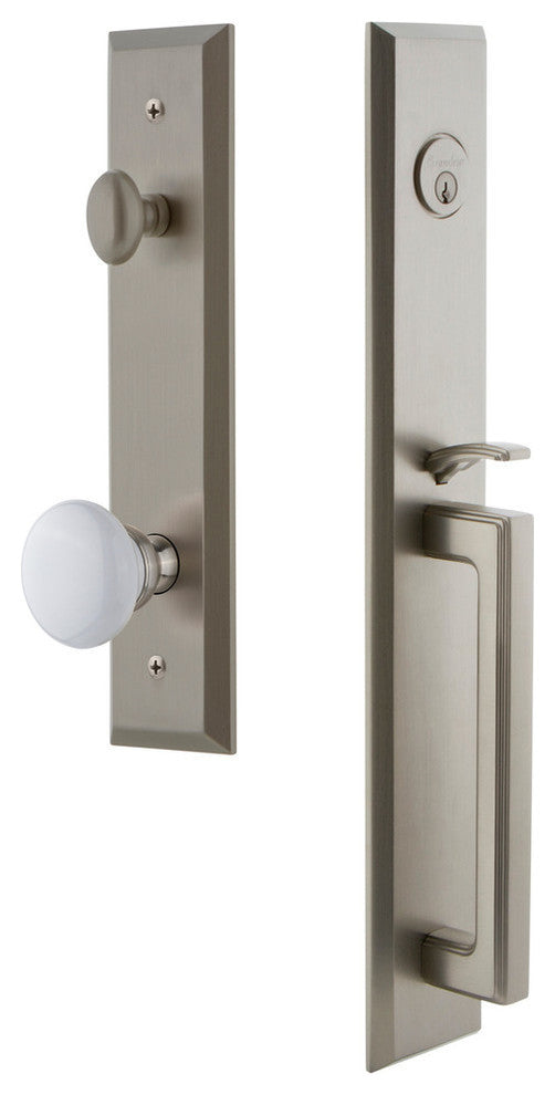 Fifth Avenue 1-Piece Dummy Handleset, D Grip and Hyde Park Knob, 849552