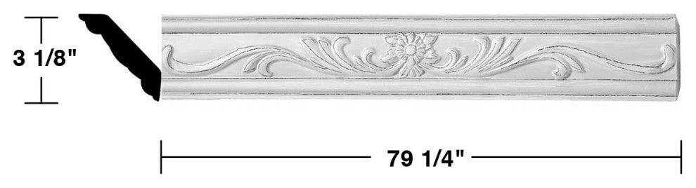 Ornate Cornice White Urethane Ava Design 6 Pieces Totaling 475.5" Length
