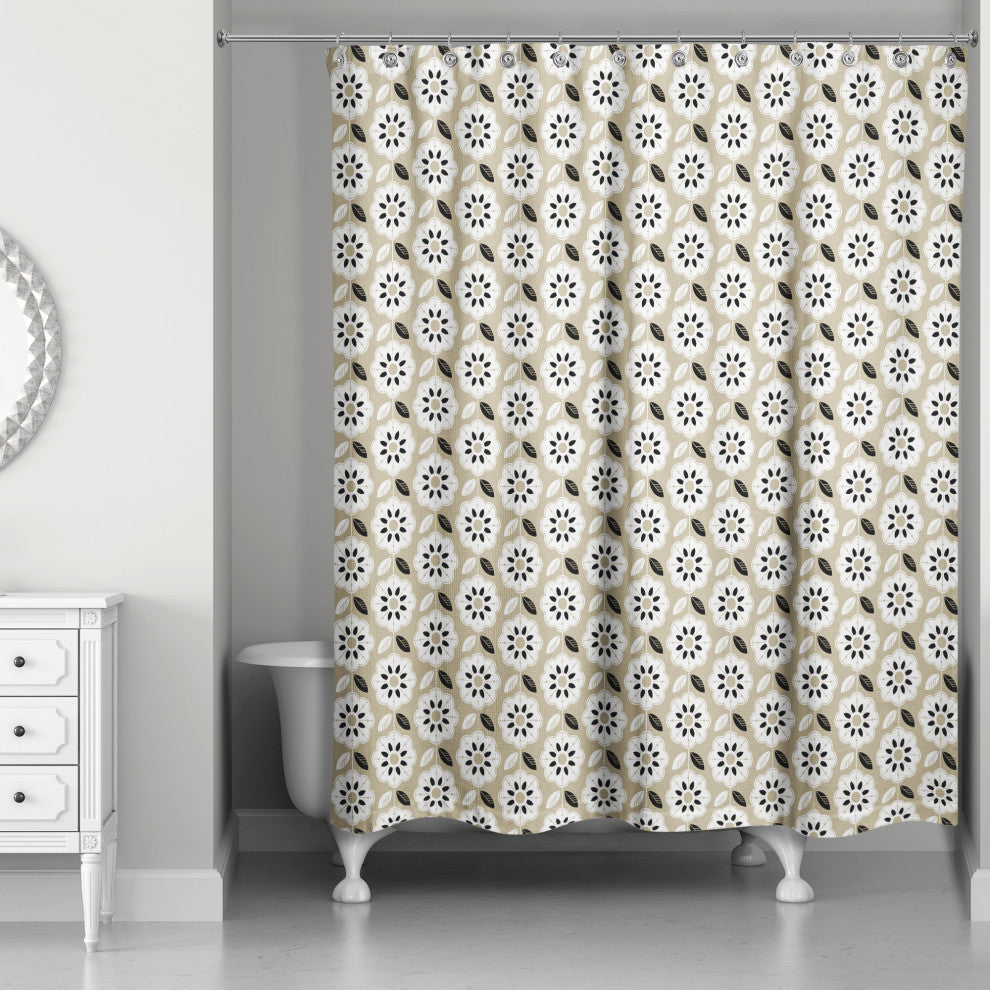Mod Gold Flower 71x74 Shower Curtain