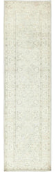 Ivory, Hand Knotted, Afghan Stone Washed Peshawar, Wool, Runner Rug, 2'9"x9'7"