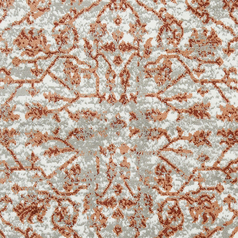 Alpine Fany Power-Loomed Polypropylene Area Rug, Orange/Gray, 7'10"x10'2"