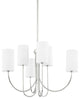 Harlem 6-Light Chandelier, Polished Nickel Frame, White Shade