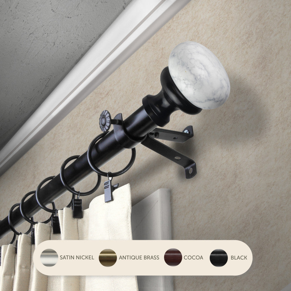 Creola 13/16" Curtain Rod, Black, 28-48"