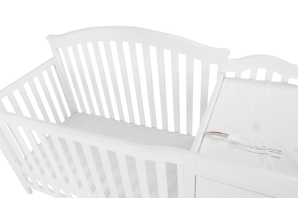 Kali 4-in-1 Convertible Crib, White, With Changer (3 Drawers)