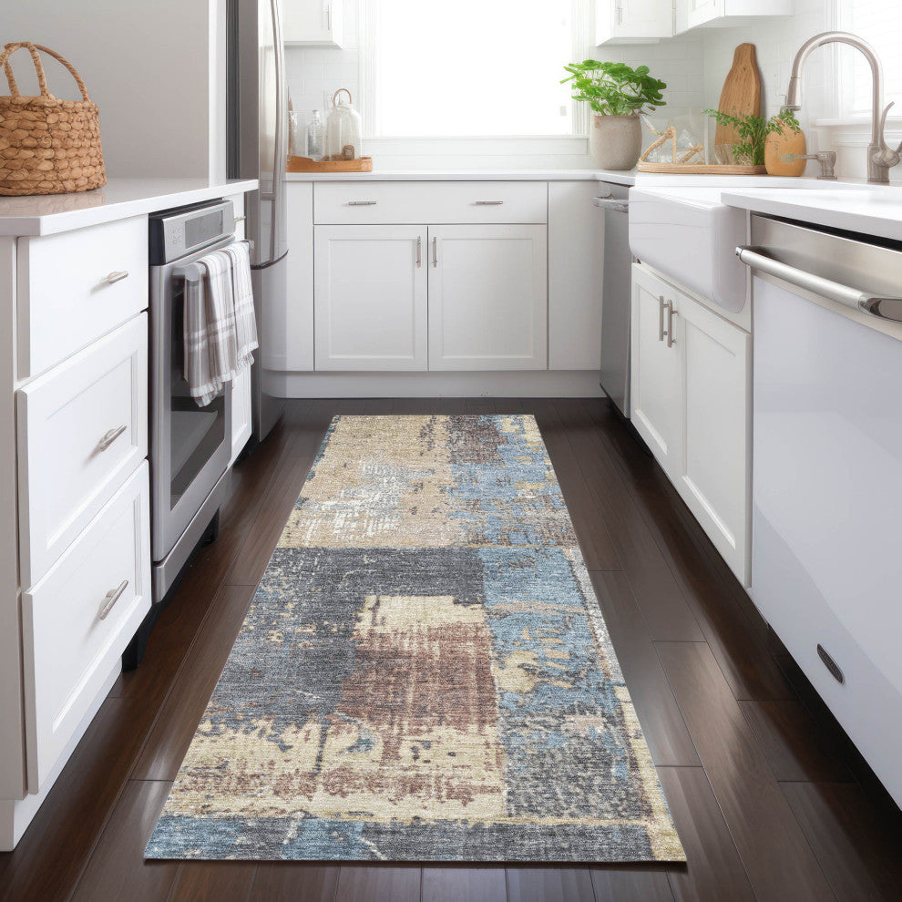 Machine Washable Indoor/Outdoor Chantille ACN1866 Beige 2'3" x 7'6" Runner Rug
