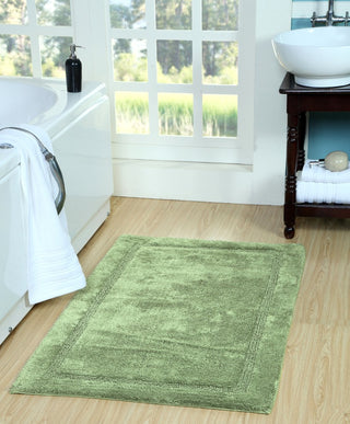 Bath Rug Cotton Solid Color Regency Pattern, Sage Green, 50"x30"
