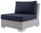 Lounge Sectional Sofa Chair Table Set, Rattan, Gray Blue Navy, Outdoor