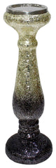 15" Dark Gray Crackled Candle Holder