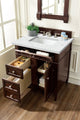 James Martin 650-V30-BNM-3ENC 30" Single Vanity Burnished Mahogany + Quartz Top