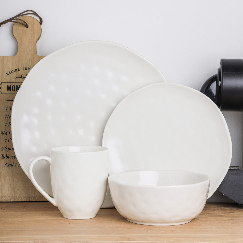 Stone Lain Ivy Porcelain 24 Piece Dinnerware Set, White