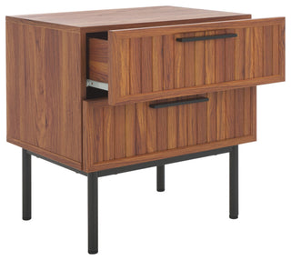 Safavieh Axelle 2 Drawer Nightstand, Walnut/Black