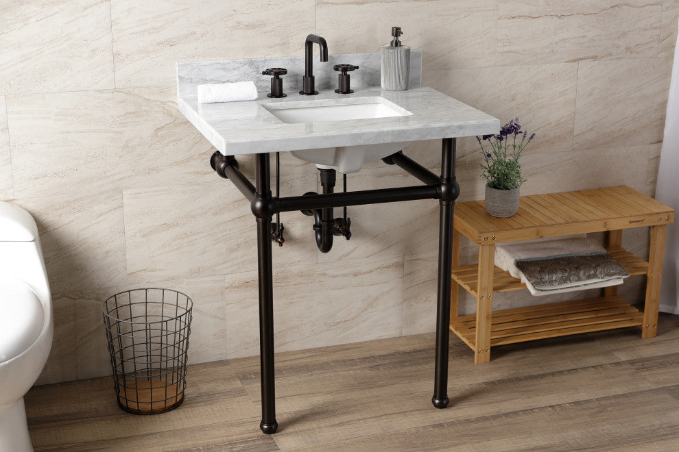 KVBH3022M8SQ5 30" Console Sink with Brass Legs (8-Inch, 3 Hole)