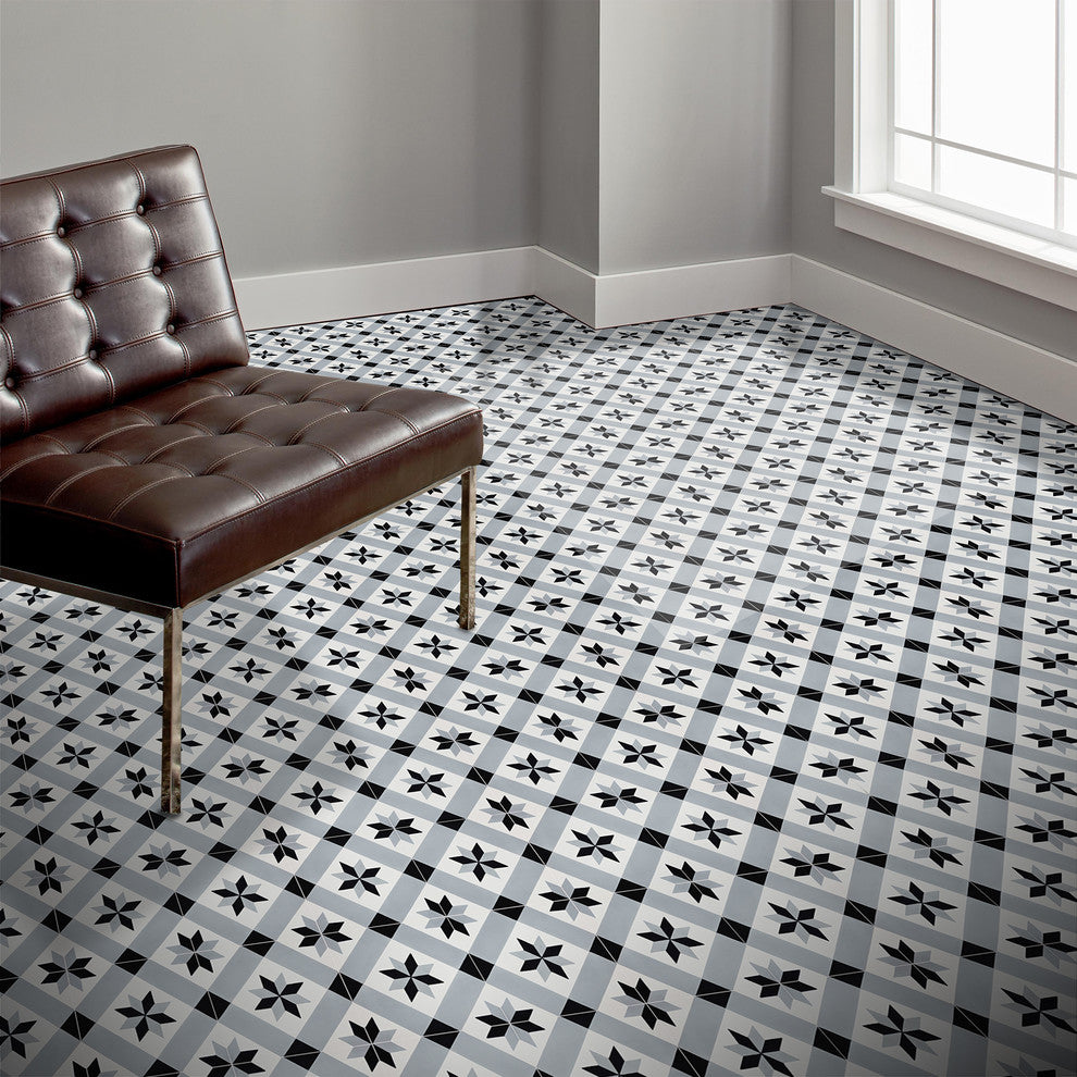 Kotoubia Handmade Cement Tile, Gray/Black, Sample