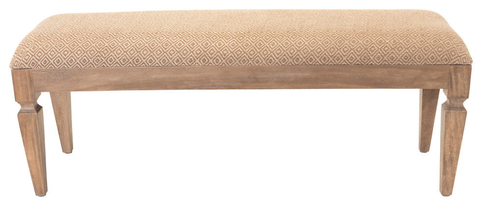 Surya Ansonia Medium Brown Upholstered Bench 18"Hx50"Wx18"D