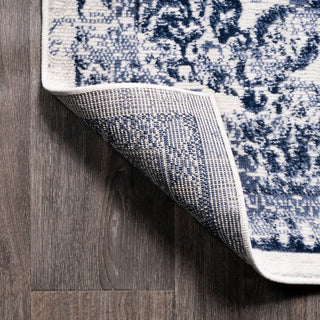 Alhambra Ornate Medallion Modern Runner Rug, Light Blue/Ivory, 2'x10'