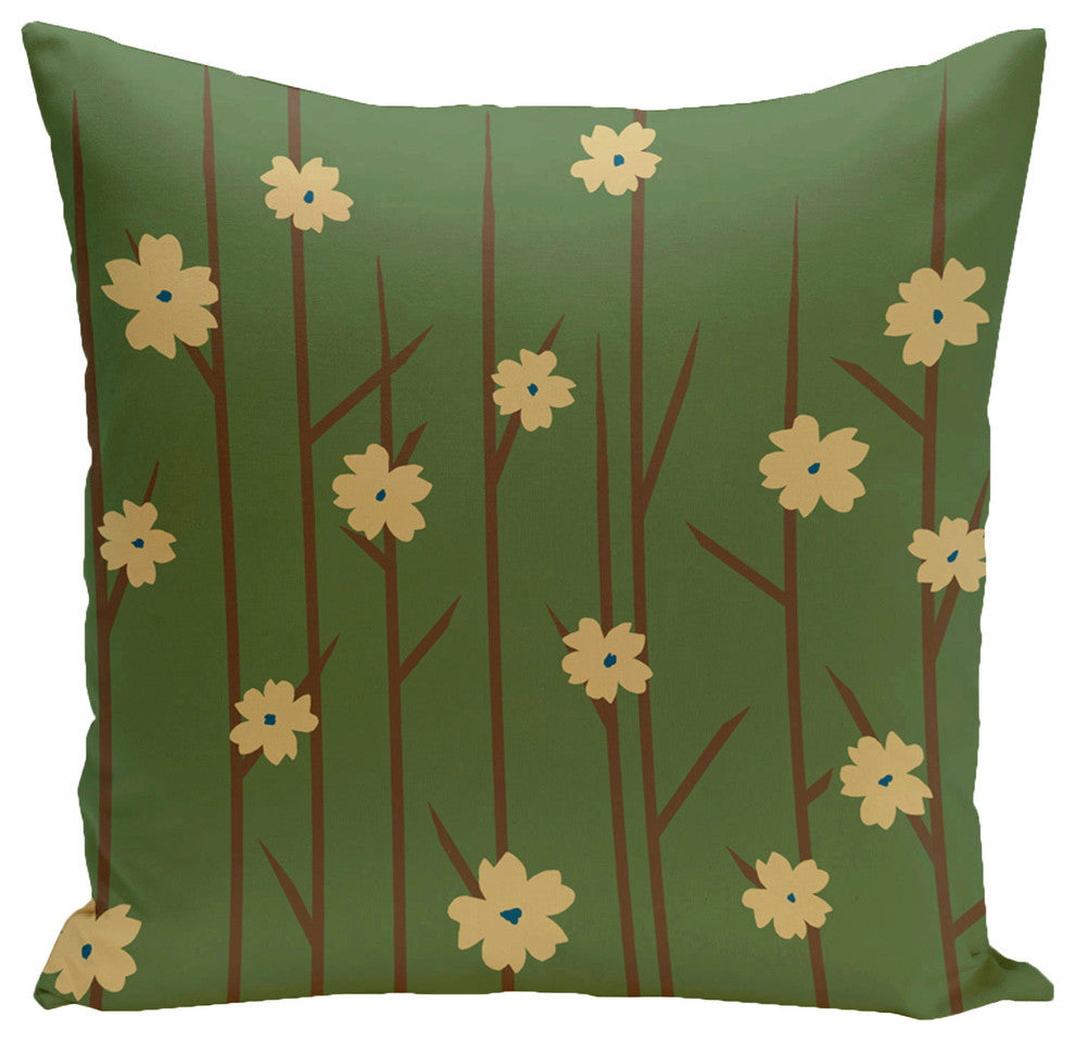 Polyester Outdoor Pillow, Floral, 20"x20"