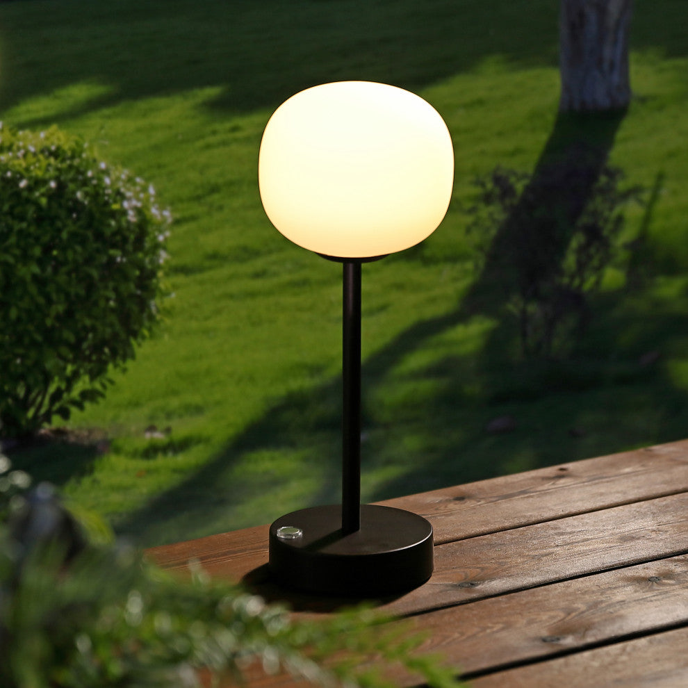 12.25" Modern Minimalist Iron Rechargeable Integrated LED Table Lamp, Black