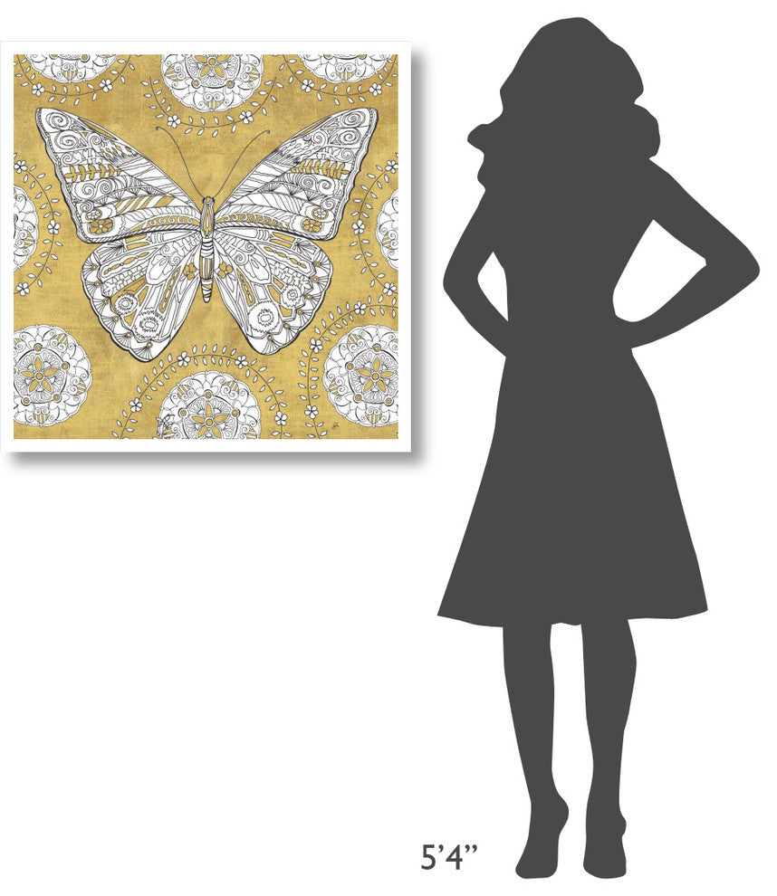 "Color my World Butterfly I Gold" Paper Print by Daphne Brissonnet, 32"x32"