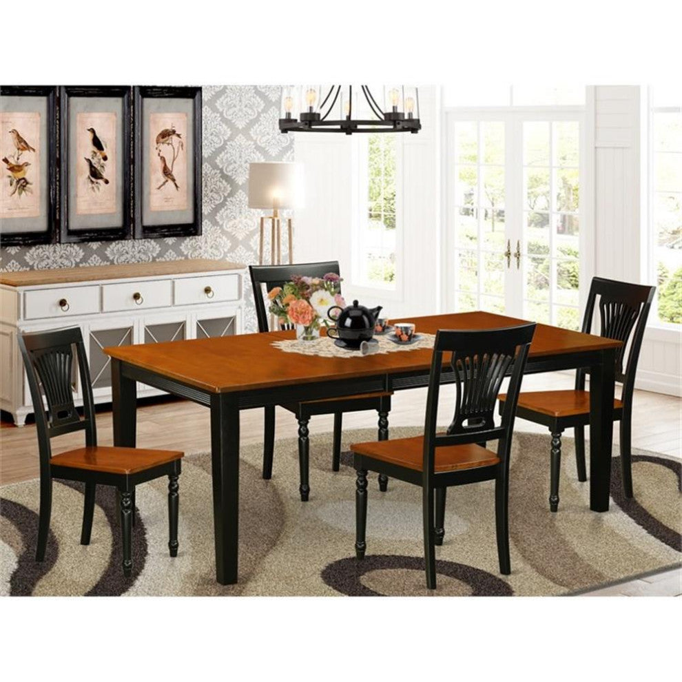 5-Piece Dining Room Set, Table and 4 Wood Chairs