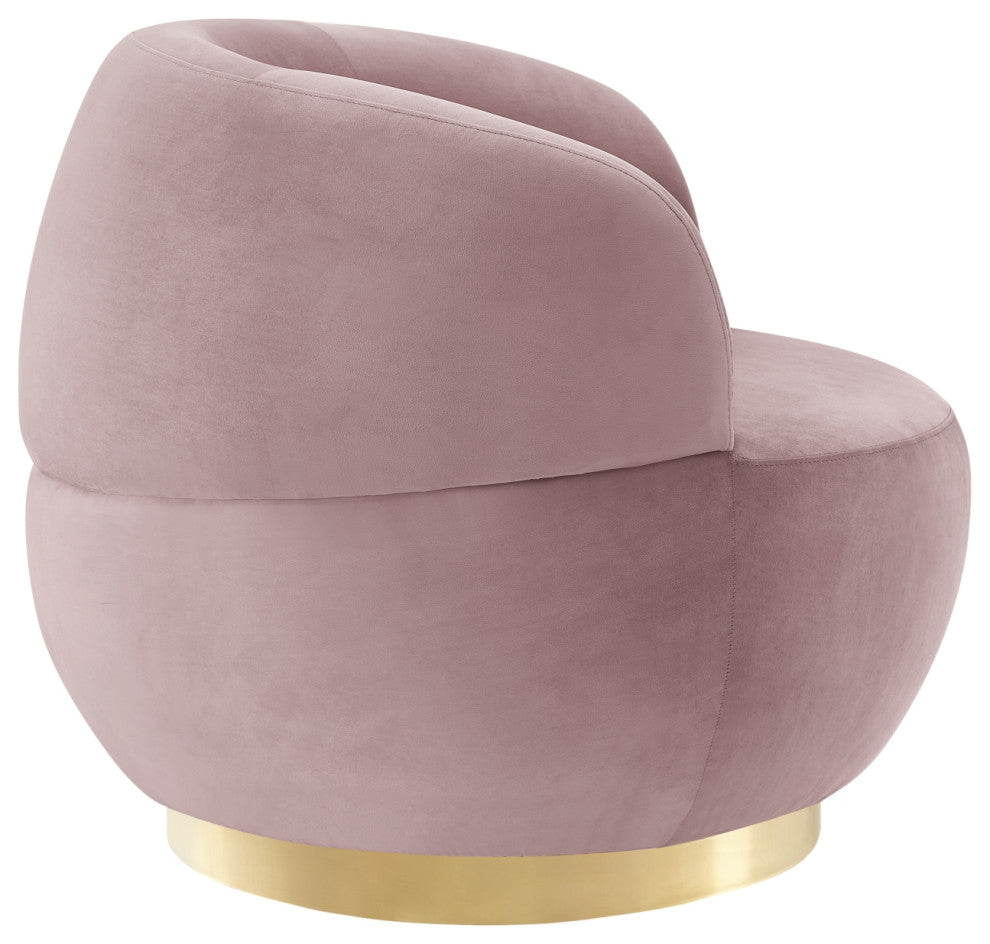 Inspired Home Shaniyah Accent Chair, Swivel, Blush/Gold Velvet