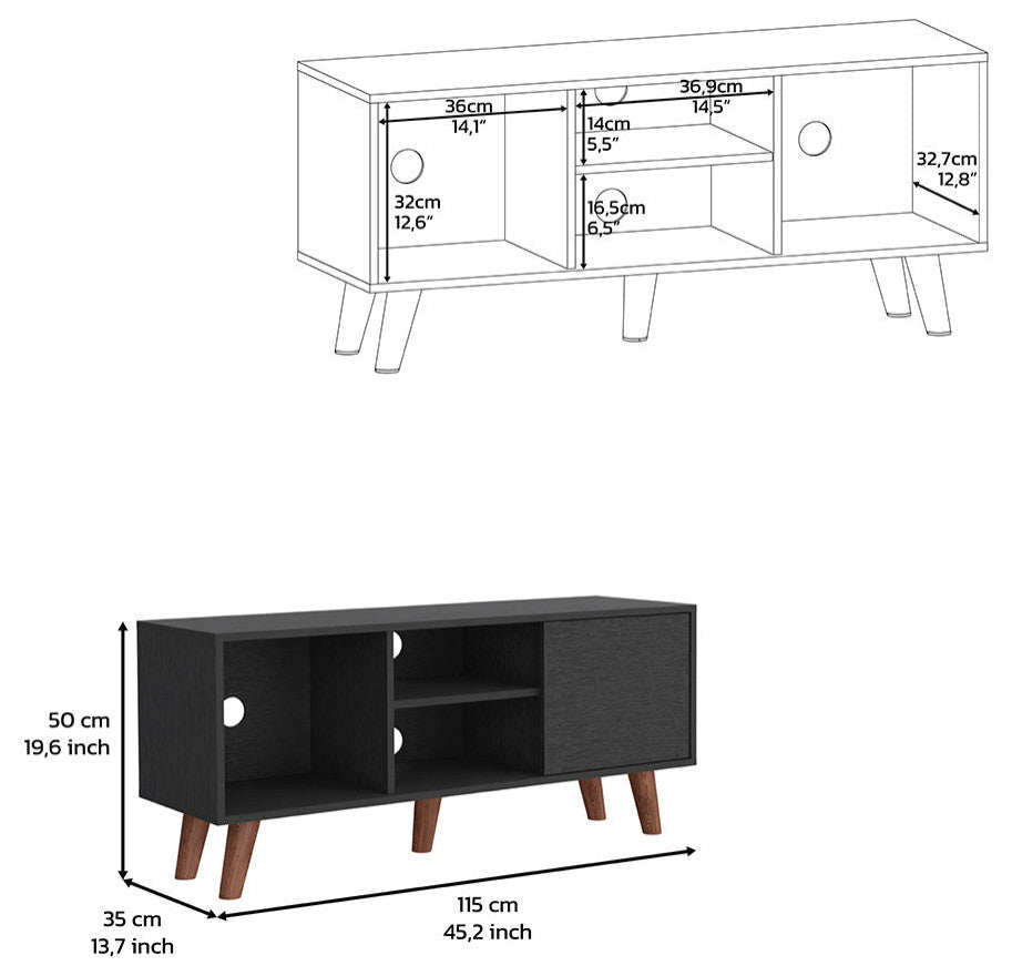DEPOT E-SHOP Healy 2-Piece Living Room Set with TV Stand and Bar Cart