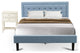 2Pc Platform Queen Bed Set, 1 Queen Wood Bed Frame, Night Stand, Denim Blue
