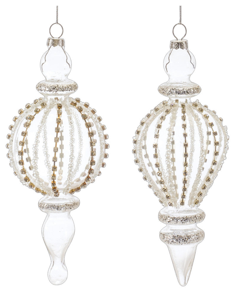 Jeweled Glass Finial Drop Ornament, 6-Piece Set