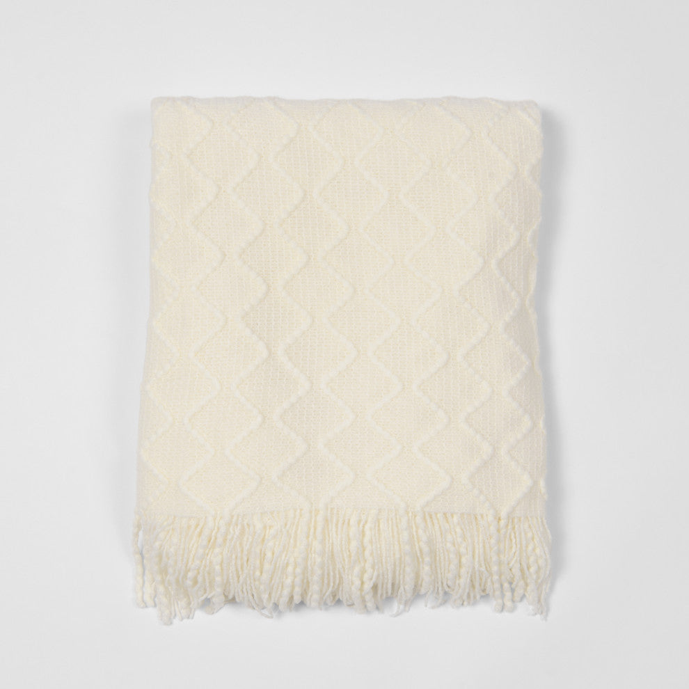 Textured Diamond Throw, Ivory