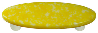 Art Glass Oval Granite Pull, Black Post, Granite, Sunflower Yellow & White